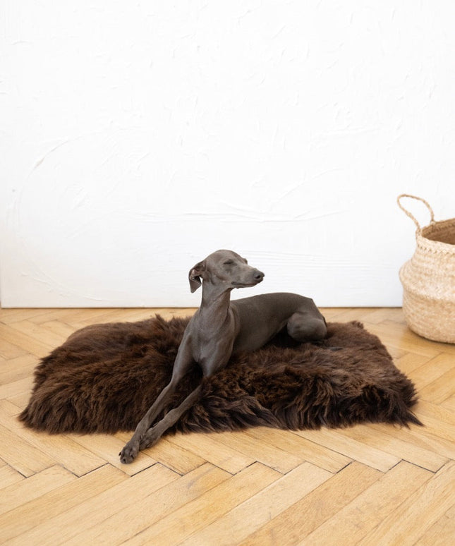 Square or Rectangular Natural Sheepskin Pet Mat - Brown-1