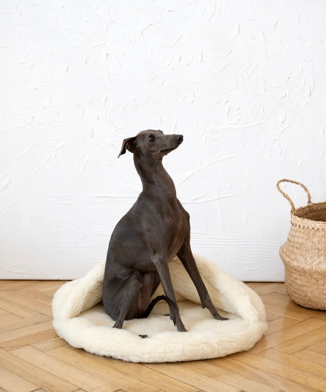 Natural Wool Pet Cave - White-3