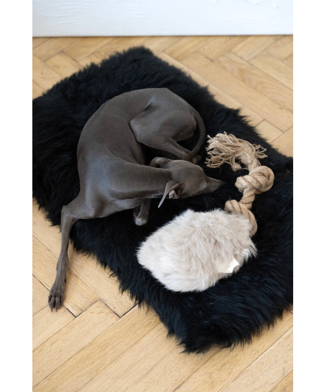 Natural Sheepskin Dog Tug Toy - Beige-0