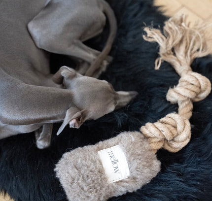 Natural Woolen Dog Tug Toy - Beige-0