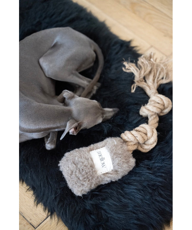 Natural Woolen Dog Tug Toy - Beige-0