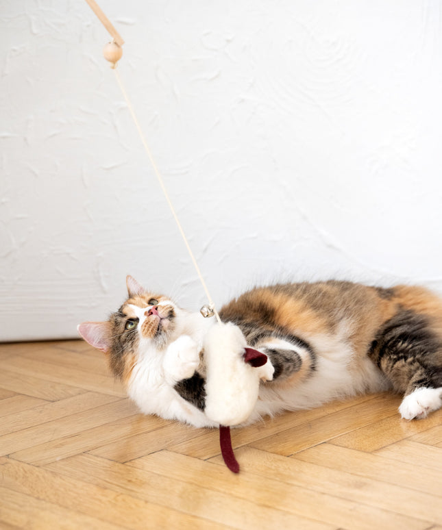 Natural Sheepskin Cat Toy: Mouse-1