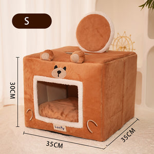 Maison pour chat Lit pour chat Sieste Chenil intérieur Auto-chauffant Lit de couchage Lavable Tente pour animal amovible Lit en forme de grotte Abri pour animal pour chiot chien
