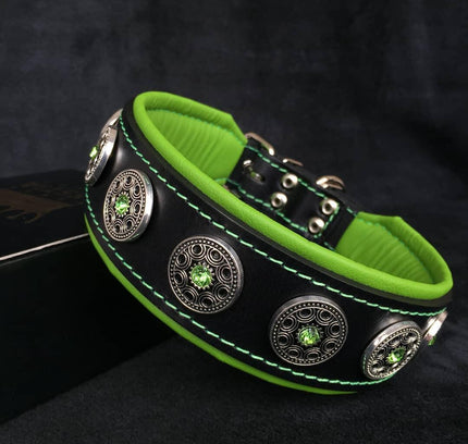 "Bijou" collar black & green-0