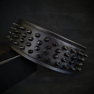 Black ''Crown'' collier pour chien en cuir souple