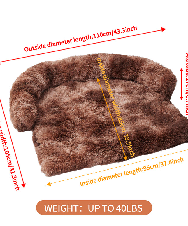 Calming Dog Bed Fluffy Plush Dog Mat For Furniture Protector With Zipper Removable Washable Cover For Large Medium Dogs And Cats