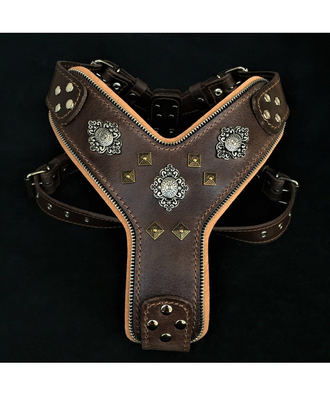 The "Aztec" big dogs harness BROWN-0
