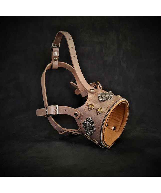 The "Aztec" leather muzzle Grey-0