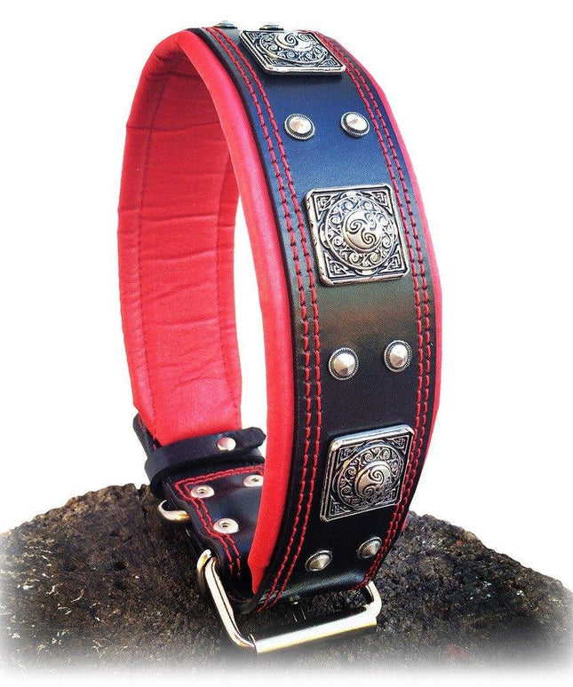 The "Eros" collar 2.5 inch wide black & red-3