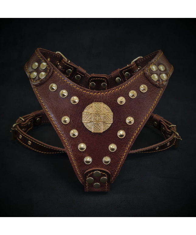 The ''Maximus'' harness Brown & Gold Small to Medium Size-0