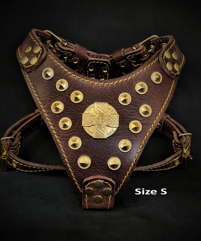 The ''Maximus'' harness Brown & Gold Small to Medium Size-1